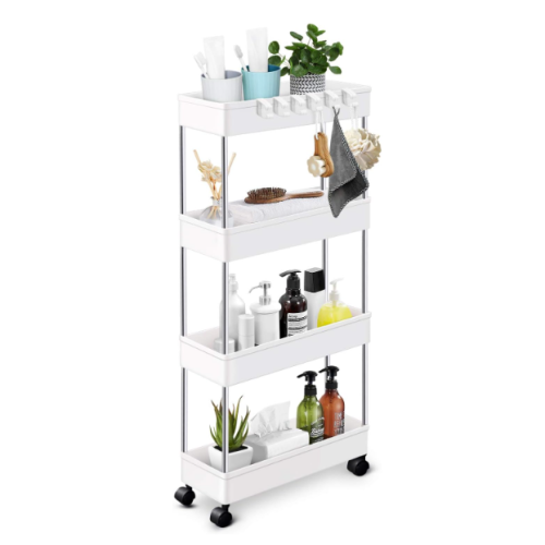 Carro organizador angosto con 4 estantes